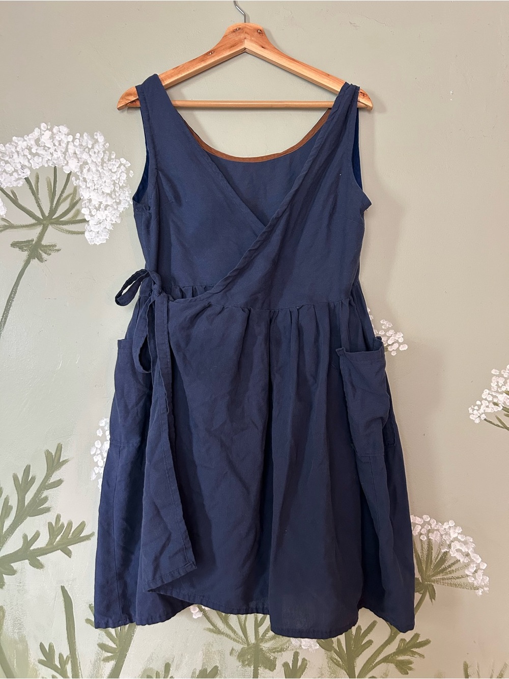 Handmade Navy Wrap Dress w/ pockets